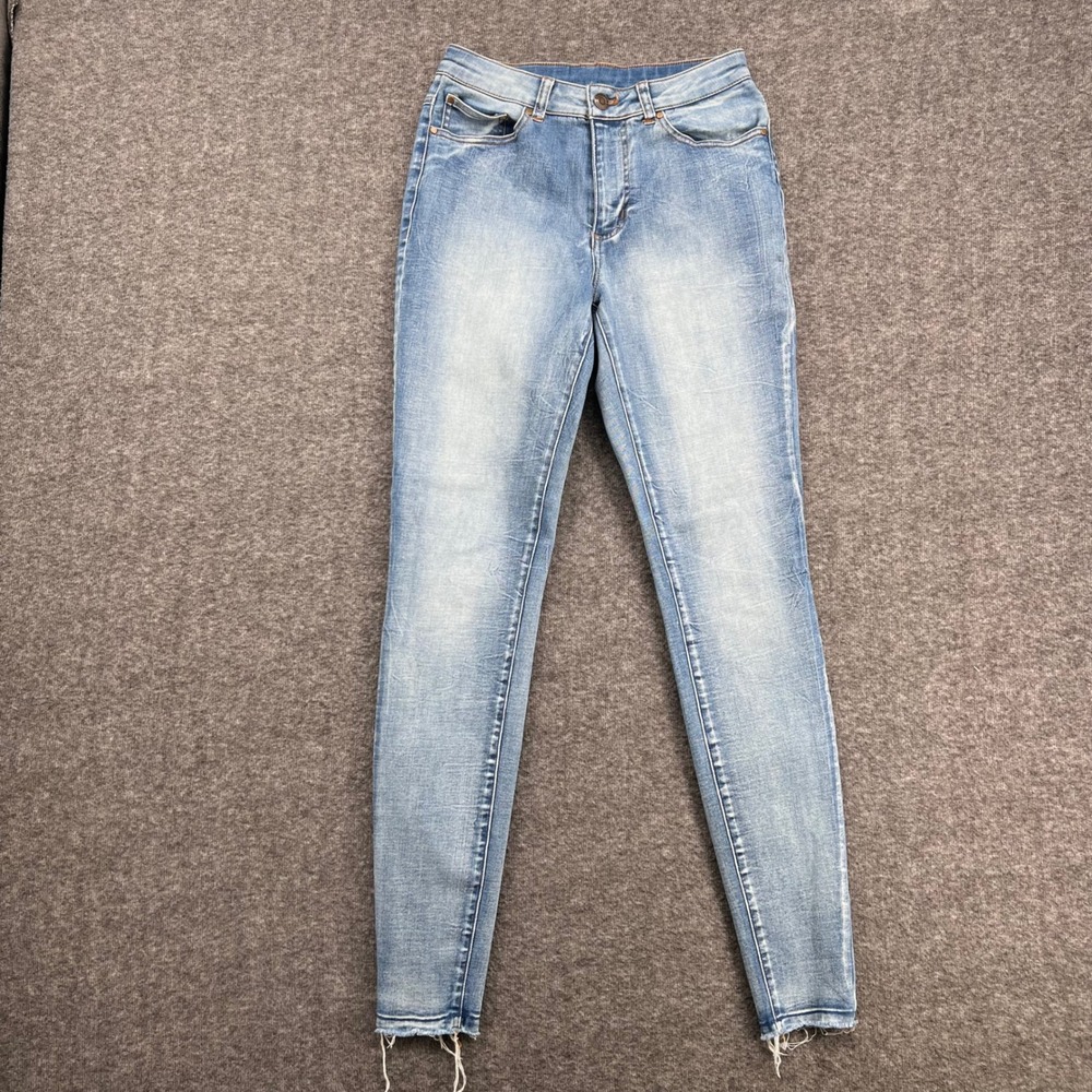 Grace & Lace Womens High Rise Skinny Jeans Light Wash Raw Hem 4 40A141-49